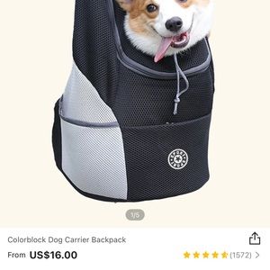 Dog back pack carrier
